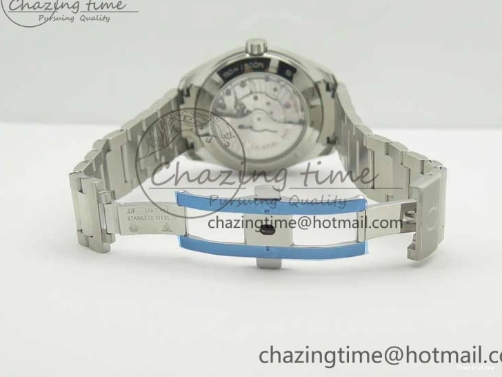 0310 Stylish Aqua Terra 150M GMT SS VSF 1:1 Best Edition Black Textured Dial on SS Bracelet A8605 Super Clone 8055